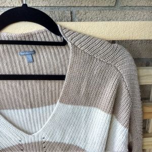 Striped Beige and White Baggy Sweater for Fall